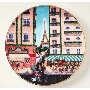 Anthropologie Holiday In The City Dessert Plate Paris 2025 Stoneware New 8.25"